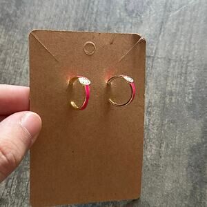sanrio hello kitty gold pink hoop stud earrings